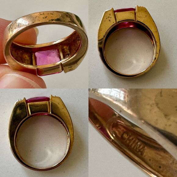 Vintage Gold Ring with Pink Stone size 5.5 - Picture 3 of 8